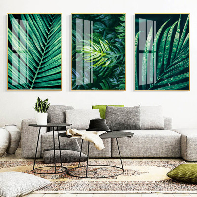 Bộ tranh treo tường phủ gương bóng kiếng Công nghệ mới Lá xanh nhiệt đới Tipo_0285_TG
