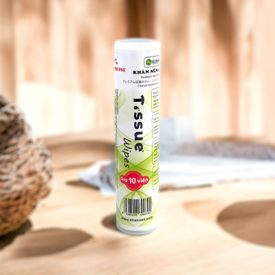 Tuýp Khăn nén cao cấp T.ssue Wipes (10 viên/tuýp). Sử dụng tiện lợi cho chuyến đi du lịch, công tác