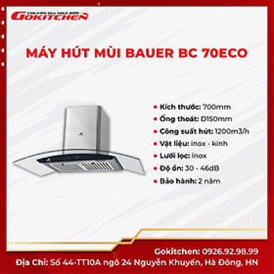 Máy hút mùi nhà bếp công nghệ hiện đại BAUER BC 70ECO - Hàng chính hãng