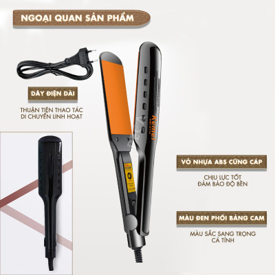 Máy duỗi tóc Kemei KM-3114P điều chỉnh 4 mức nhiệt sử dụng được cho mọi loại tóc - Hàng chính hãng