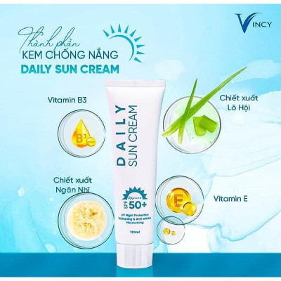 Kem Chống Nắng Daily Sun Cream 120ml, Bảo V65 Da Khỏi Tia UV Với SPF 50++