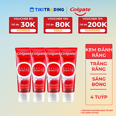Bộ 4 Kem Đánh Răng Colgate trắng răng Optic White Exfoliating Mineral cho răng sáng bóng 100g/tuýp