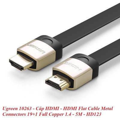 Ugreen UG10263HD123TK 5M màu Đen Cáp tín hiệu HDMI chuẩn 2.0 cáp dẹt đầu bọc hợp kim - HÀNG CHÍNH HÃNG