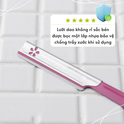 Dao Cạo Lông Mày Cán Dài Bằng Thép Không Gỉ Kai Razor 00743 BTM-10H1 Dành Cho Nữ (Set 10 Cây)