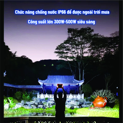 Đèn Năng Lượng Mặt Trời Đa Năng Cầm Tay 300W, Đèn LED Tích Điện Cầm Tay Chống Nước IP66, 5 Chế Sáng, Có Đèn Cảnh Báo