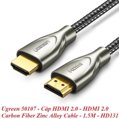 Ugreen UG50107HD131TK 1.5M màu Đen Cáp tín hiệu HDMI chuẩn 2.0 dây bọc lưới đầu hợp kim cao cấp - HÀNG CHÍNH HÃNG