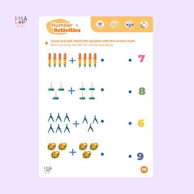 Học Liệu Giáo Dục Sớm Thông Minh Cho Bé Xóa Được tặng kèm Bút và Mút xóa - Lalala Baby