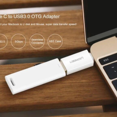 Ugreen UG30155US173TK Màu Trắng Đầu chuyển đổi TYPE C sang USB 3.0 vỏ nhựa ABS - HÀNG CHÍNH HÃNG