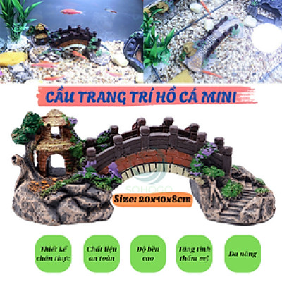 Cầu Trang Trí Hồ Cá Mini Cổ Trang- Mô Hình Cầu Giả Cảnh Quan Cho Bể Cá- Tiểu Cảnh Cầu Đá Phong Cách Cổ Điển- Cầu Giả Mini Decor Bể Cá- Tiểu Cảnh Cầu và Chòi Mini Phong Cảnh Hồ Cá