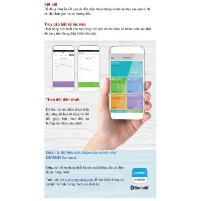 Cân đo chỉ số cơ thể Omron HBF-255T theo dõi 7 chỉ số cơ thể, mức cân tối đa 135kg