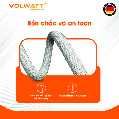 Cáp sạc nhanh 60W Volwatt GE-038-CC hàng chính hãng| Cáp Type-C to Type-C PD, truyền dữ liệu 480Mbps, 1m – BH 12 tháng