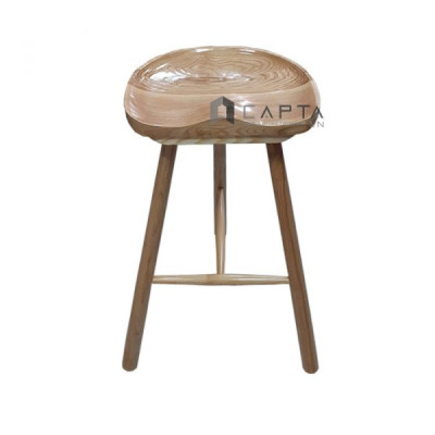 Ghế quầy bar 3 chân màu gỗ tự nhiên CB2149-W Nội thất Capta.vn Ghế đảo bếp gỗ màu tự nhiên không tựa