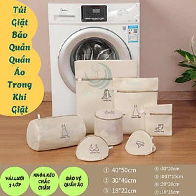 Set 7 Túi Lưới Giặt Quần Áo Cao Cấp – Bảo Vệ Vải, Giữ Form Chuẩn Bộ 7 Túi Giặt Bảo Vệ Quần Áo – Vải Lưới 3 Lớp, Khóa Kéo Chắc Chắn Bộ Túi Giặt Đa Năng – Bảo Quản Quần Áo Trong Máy Giặt