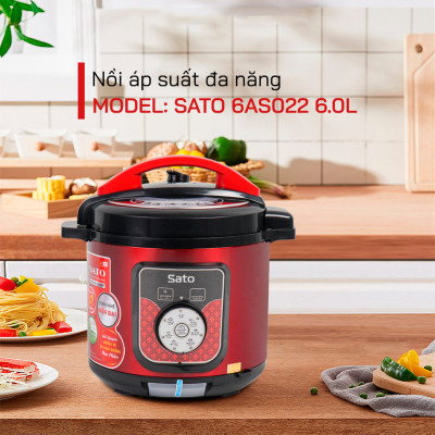 Nồi áp suất đa năng SATO Việt Nhật ST-6AS025 6.0L đa chức năng nấu cơm, nấu cháo, hầm, ninh súp, giữ ấm, làm sữa chua - Miễn phí vận chuyển toàn quốc - Hàng Chính Hãng