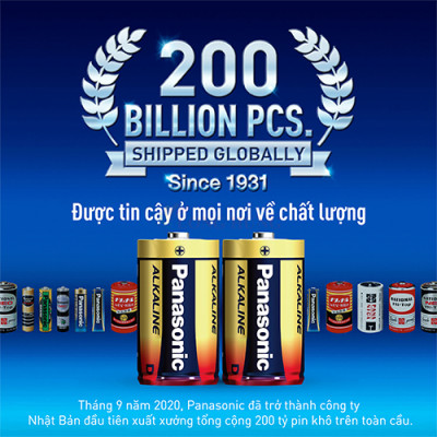 Vỉ Pin kiềm Đại D Panasonic Alkaline 1.5V LR20T/2B - 2 viên - Hàng chính hãng