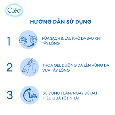 Gel làm dịu da sau tẩy lông Cléo giúp chậm mọc lông 50g - chiết xuất lá trà xanh thiên nhiên
