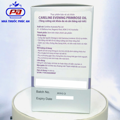 Viên tinh dầu hoa anh thảo Careline Evening Primrose Oil 60 viên giúp điều hoà nội tiết tố đẹp da