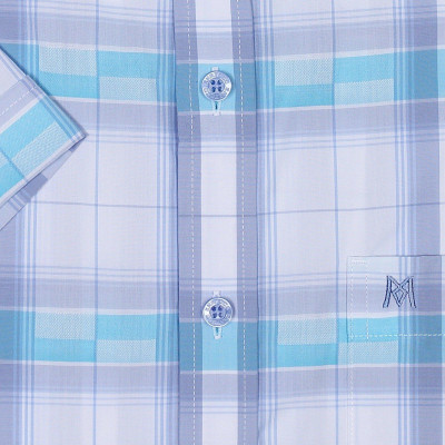 Áo sơ mi nam KHATOCO ngắn tay kẻ caro A1MN468T2-CNCR071-2409-N