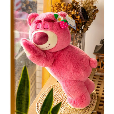 Gấu Dâu Bông Lotso Dâu Huggin Bear Lông Xù Nằm Dễ Thương Mềm Mịn Cao Cấp