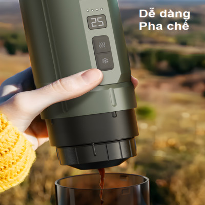 Máy pha cà phê cầm tay chuyên nghiệp Espresso 3 trong 1, dùng pin có thể pha cả nóng và lạnh thương hiệu Mỹ cao cấp HiBREW H4C - Hàng Nhập Khẩu