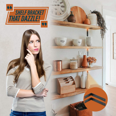 Bộ 2 giá đỡ chữ L ke bàn treo tường bằng thép phủ sơn tĩnh điện, kèm phụ kiện vít tắc kê – Hàng chính hãng