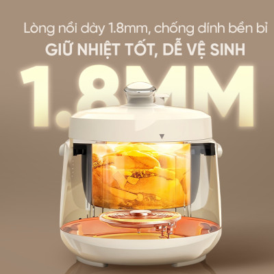 Nồi áp suất điện đa năng 2.5L Sunhouse SHD1520 - Lòng nồi dày 1.8mm - Đa chức năng nấu - Xả áp bằng nút ấn - Hàng chính hãng