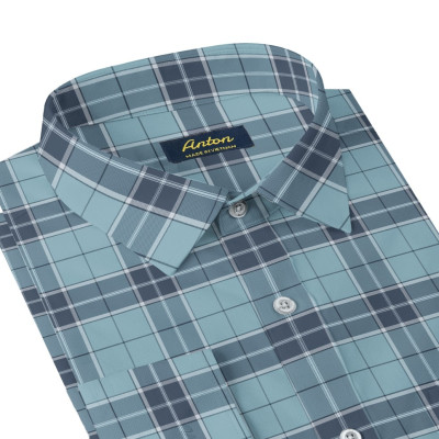 Áo Sơ Mi Nam Trung Niên Công Sở Anton Somianton Dài Tay Vải Sợi Tre Kẻ Caro - AC07