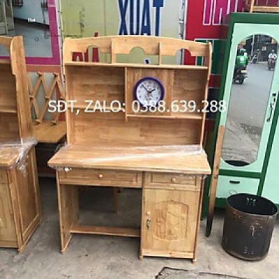 Bàn Học Sinh Gỗ Cao Su 1M Có Đồng Hồ