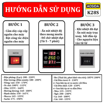 Máy ép dầu thực vật NÓNG LẠNH dùng cho thương hiệu Anh Quốc Aosida K28S cao cấp - Hàng Chính Hãng