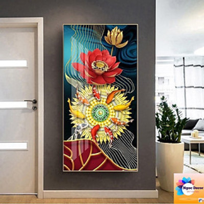 tranh tráng gương sen cá sang chảnh 