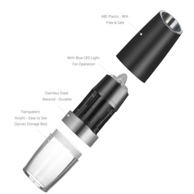 Dụng cụ xay hạt tiêu và gia vị cầm tay chạy pin, dung tích 140ml 