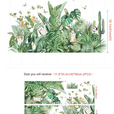 Sticker Giấy Dán Tường Decal Dán tường Tranh Dán Tường Trang Trí Tường Mẫu Hoa Lá Mèo Chim Phong Cách Vintage ZDB-2274