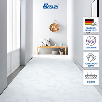 Thảm Em Bé Cao Cấp Parklon Vân Đá Hoa Cương Trắng Chính Hãng Hàn Quốc (300x140x0.55)cm Chống Bụi Kháng Khuẩn Khử Mùi Chống Ồn Chống Trượt Chống Sốc (Cushion Maru PVC-White Marble)