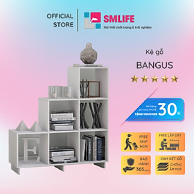 Giá sách bằng gỗ thiết kế tiện lợi SMLIFE Bangus