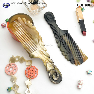  Lược Sừng Vân Nưa Chuôi Cuốn (Size: XL-20cm) Họa Tiết Uốn Lượn Sắc Sảo, Chăm sóc tóc - COH160