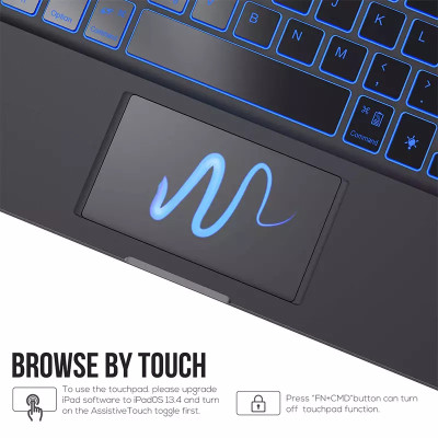 Case bao da bàn phím led không dây Bluetooth cho iPad 10.5 / iPad 10.2 inch trang bị touchPad kèm Trackpad xoay 360 độ  hiệu WIWU Waltz Rotating Keyboard (cảm ứng mượt mà, xoay và gập nhiều hướng, LED phím bấm) - hàng nhập khẩu