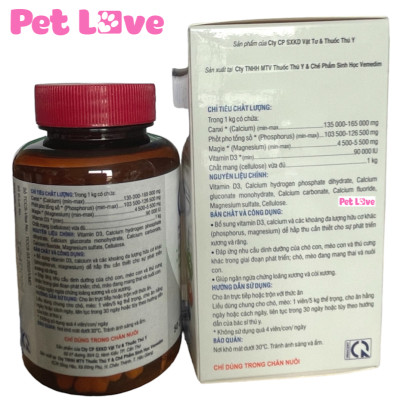 Hộp 50 viên Calci Tab Bổ Sung Canxi Cho Chó Mèo (Vemedim)