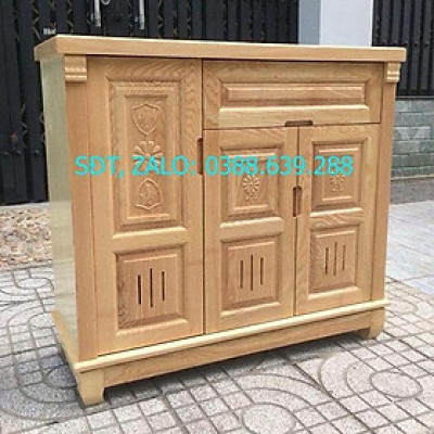 Tủ giày 3 cánh gỗ sồi màu tự nhiên, tủ đựng dày dép gỗ