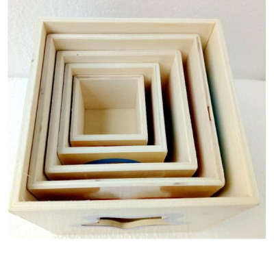 Đồ chơi hộp thả khối gỗ, xếp tháp 5 tầng lớp phát triển tư duy cho bé