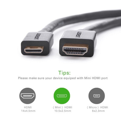 Ugreen UG10195HD108TK 1M màu Đen Cáp chuyển đổi Mini HDMI sang HDMI thuần đồng - HÀNG CHÍNH HÃNG