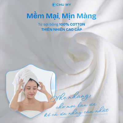 Khăn tắm khách sạn CHU MY – 100% cotton, trắng mềm mại, 70x140cm, 500g, thấm hút vượt trội