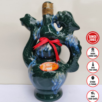 Đặc Sản Bình Định - Rượu Bàu Đá Thành Tâm Long Phụng (Màu xanh rêu) 650ml - OCOP 3 Sao