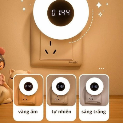 Đèn Ngủ Thông Minh, Điều Chỉnh Được Nhiều Cấp Độ Sáng, Có Đồng Hồ, Điều Khiển Từ Xa Bằng Remote