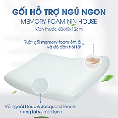 [MEMORY FOAM] Ruột gối cao su non hỗ trợ ngủ ngon NIN House 60x40x12cm cho người lớn, người già cao cấp