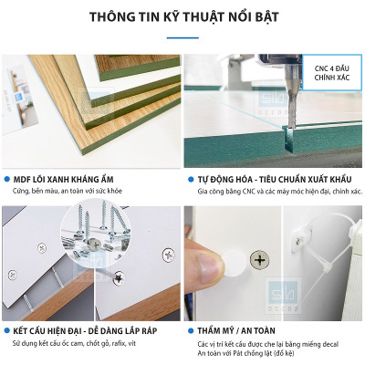 Kệ Gỗ Trang Trí Tivi Treo Tường 3 Tầng Với Thiết Kế Nhỏ Gọn, Đa Năng SIB Decor TV79