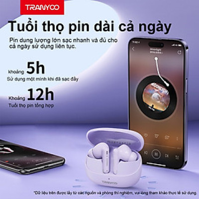 Tai nghe Bluetooth 5.3 TRANYOO T-M26, khử tiếng ồn thông minh, thiết kế đẹp, sang trọng, pin trâu - Hàng chính hãng