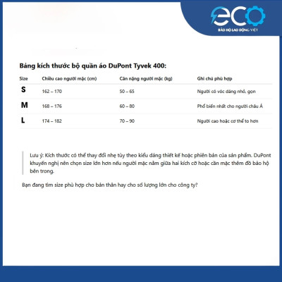 Bộ quần áo chống hóa chất Dupont Tyvek 400 chính hãng