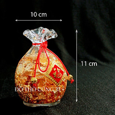 Túi vàng thủy tinh phong thủy [ may mắn thu hút tài lộc ]