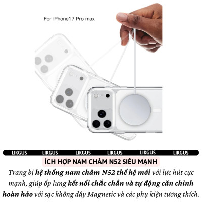 Ốp lưng nhám từ tính chống sốc MatteMag Pro bảo vệ camera cho iPhone 17 Pro Max / 17 Pro hiệu Likgus Huan Camshield Magnetic -Viền TPU chống sốc đệm khí, Lưng PC nhám chống vân tay, Magnetic N52 thế hệ mới - Hàng nhập khẩu