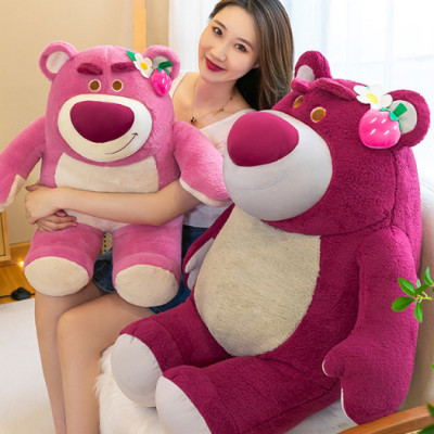 Thú nhồi bông gấu dâu ngồi màu hồng đơn giản - Size từ 40cm đến 90cm - Quà tặng Lotso dâu cute có mùi thơm chất liệu lông xù.